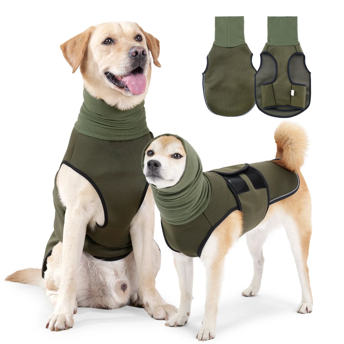 Dog Anxiety Vest and Coat-Keep- Calming Jacket for Thunder, Fireworks- Anti- Anxiety Vest- Body and Ears-Sizes XS-3XL-Costumes/Apparel