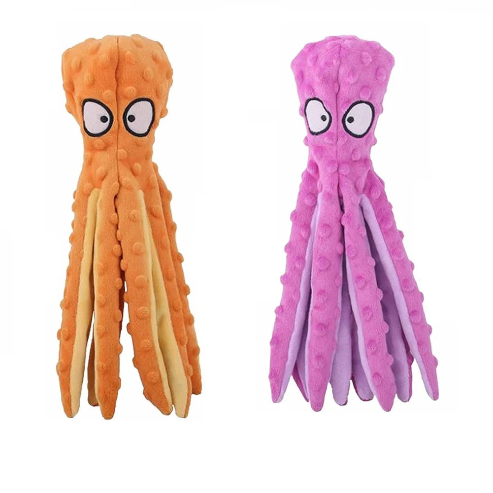 2 Pcs Octopus Dog Toy- No Stuffing Squeaky Plush Toy- Bite Resistant- Interactive Chew Toy for Small Medium Dogs-Dog Toys