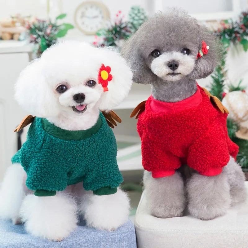 Christmas Pet Clothes- Warm Fleece Dog Sweaters -Winter Coats for Small Dogs Puppy