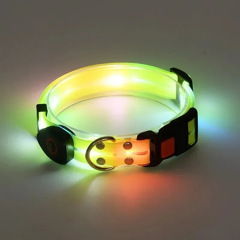 LED Light-Up Dog Leash- Walking- Safety- Glow in The Dark- USB Rechargeable- Adjustable- for Large Medium Small Pet Lighted Dog Collar