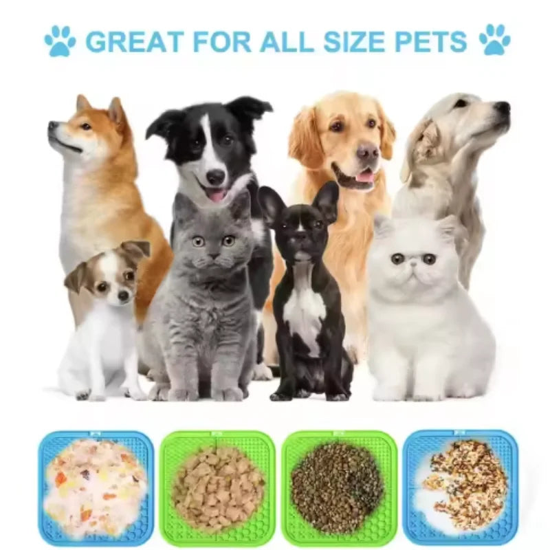 Pet Lick Silicone Mat- Dogs Slow Food Plate -Silicone Dog Sucker Food Training- Pet Bowls/Feeding