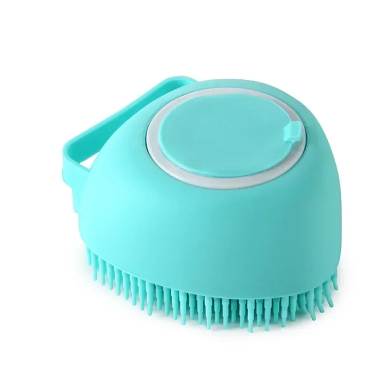 Pet Dog Shampoo Brush- 2.7oz 80ml Massage Comb Grooming Scrubber for Bathing Short Hair- Soft Silicone Rubber