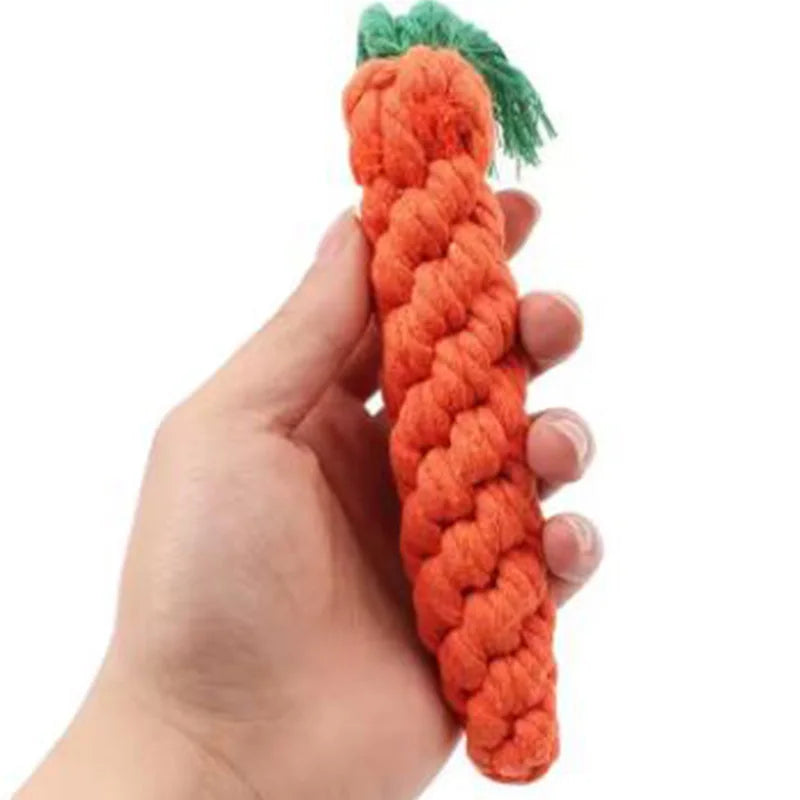 Dog Toy Simulation Knot Carrot Toy-Cotton Rope- Durable- Braided Chew Toy- Puppy Cleaning Teeth- Bite Resistant-Dog Toys