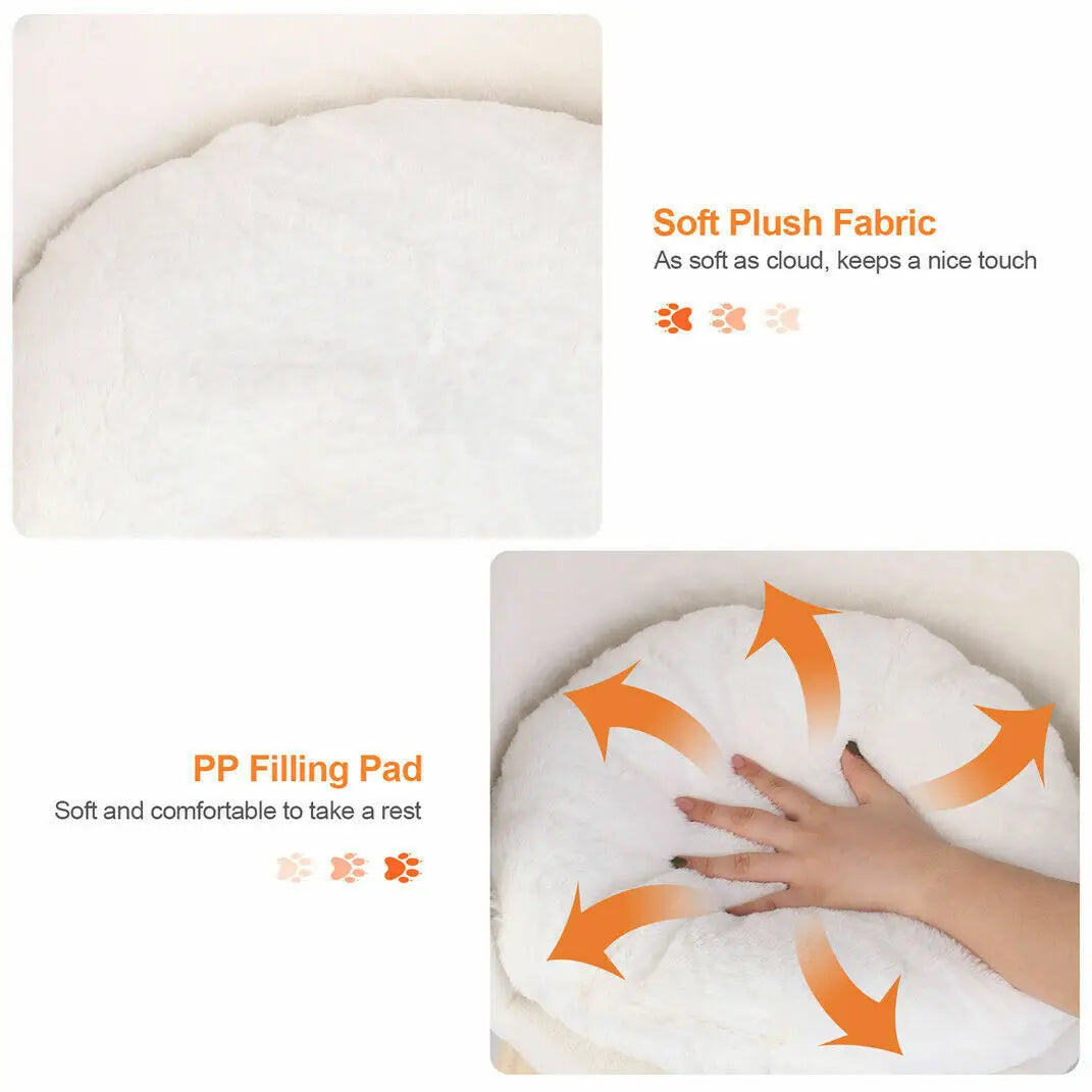 Luxury Soft Bed Plush Fabric Pet Nesting Chair Bed- Washable Couch- Wood Legs with Cushion Pad  for Small Pets-Size S/L-Beds& Blankets
