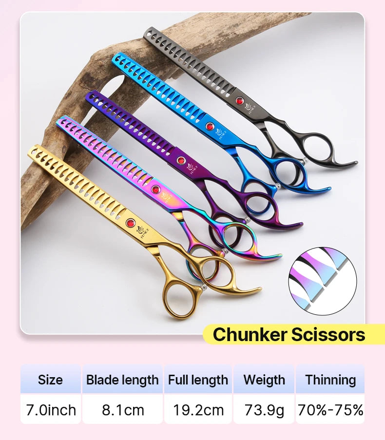 Rainbow/Black Dog Grooming Scissors Set for Household Pet Owner-