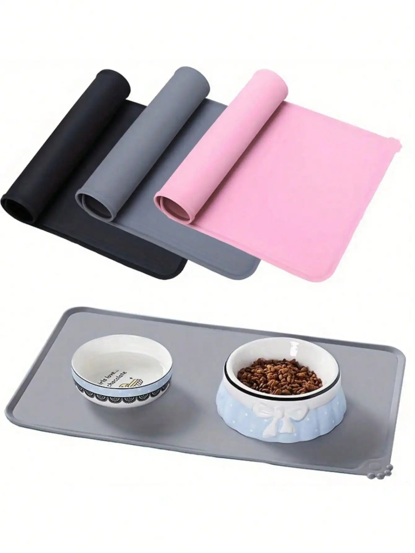 Waterproof Silicone Pet Feeding Mat - Non-Slip- Easy Clean- Durable -Pet Bowls/Feeding