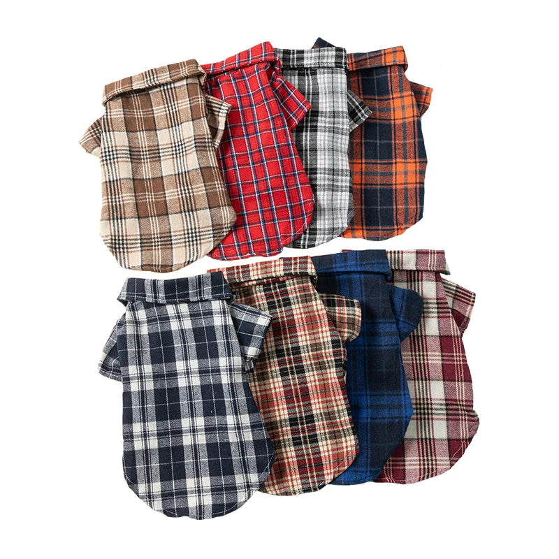 Plaid Pet Polo Shirt - Soft All-Season Holiday Outfit for Small Dogs-8 Colors-Costumes/Apparel