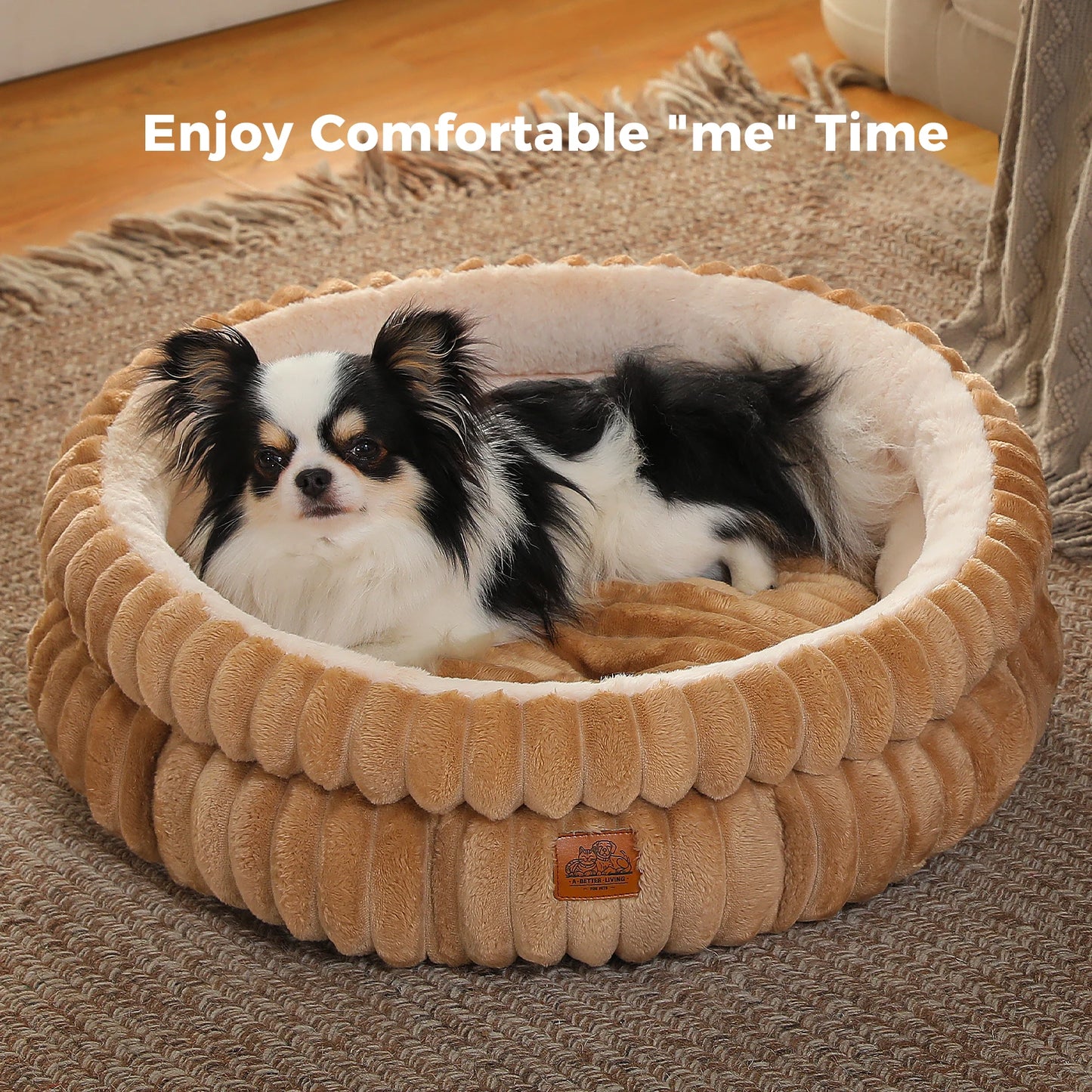 Cozy Dog Bed for Medium Dogs- Indoor- Washable Round Pet Bed House with Anti-Slip Bottom -Suitable for All Seasons-Beds & Blankets