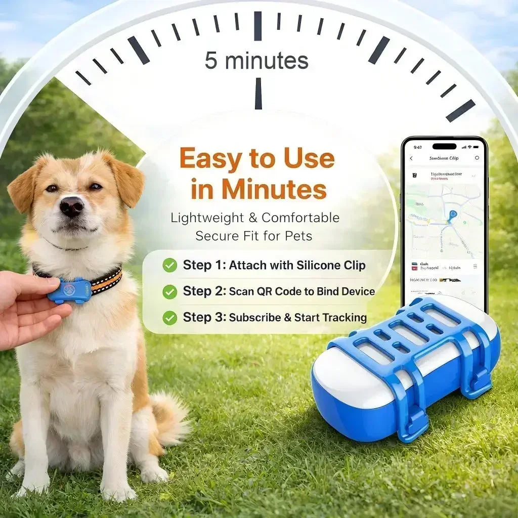GPS Pet Tracker 4G for Dogs & Cats -Built-in SIM with Real-Time Tracking- WiFi Home Positioning- IP67 Waterproof- Plan Required-Pet Accessories