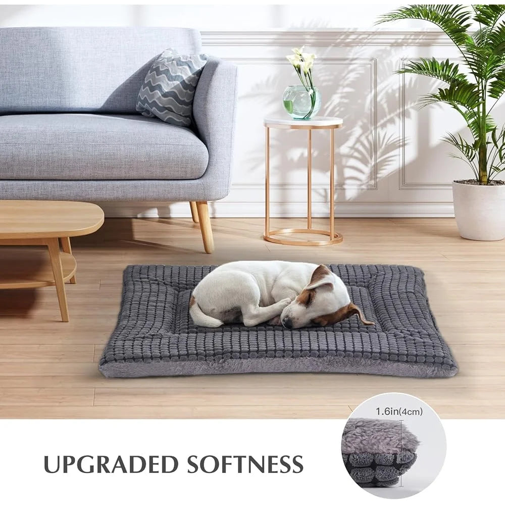 Reversible Dog Bed Mat-Soft Memory Foam- Washable- Pet Cushion Crate Pad- Durable Comfortable Sleeping Mattress- Small Medium Dogs