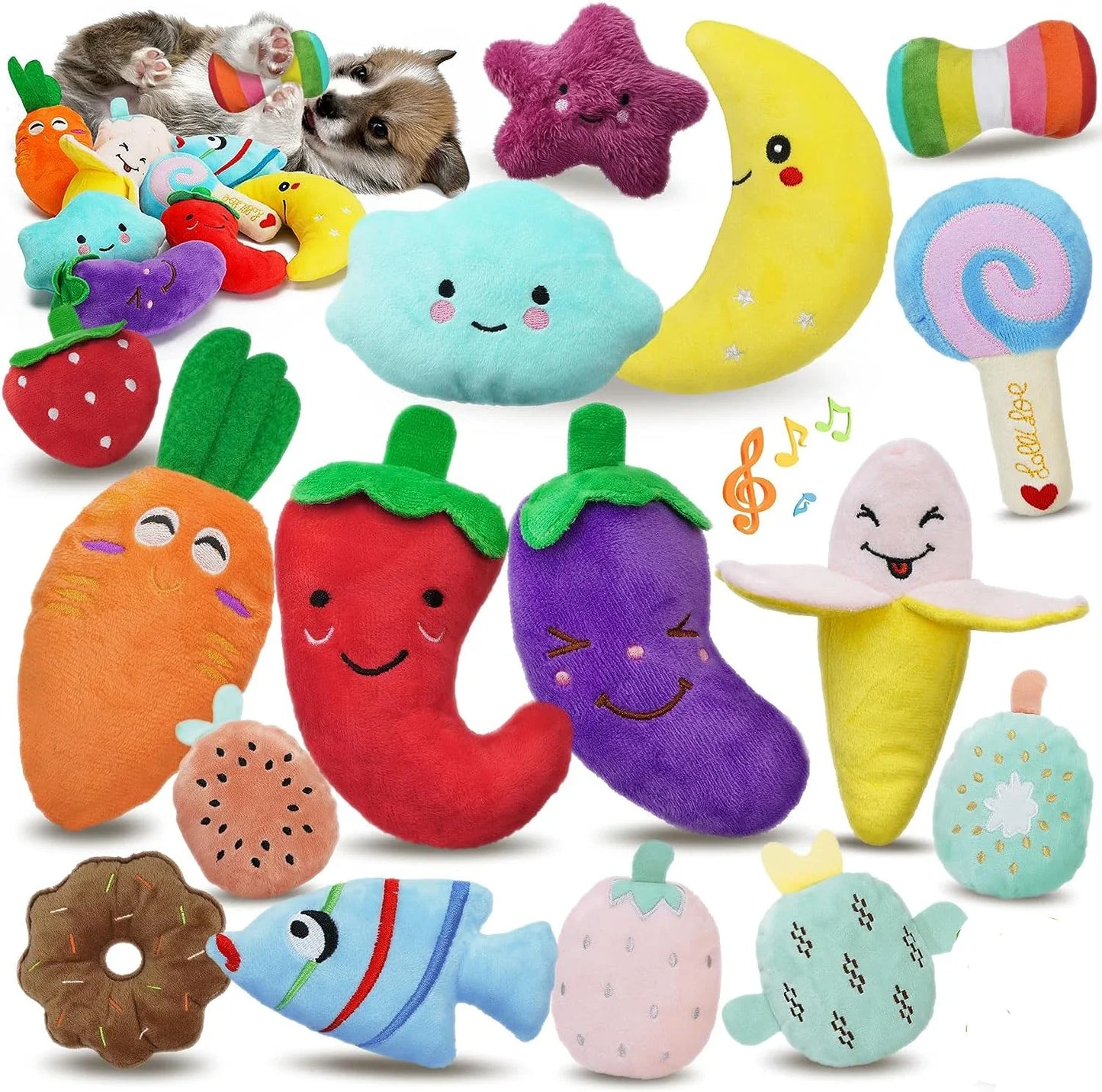 1PC Puppy Dog Plush Squeaky Toys for Small Medium Dogs -Aggressive Chewers-Dog Toys