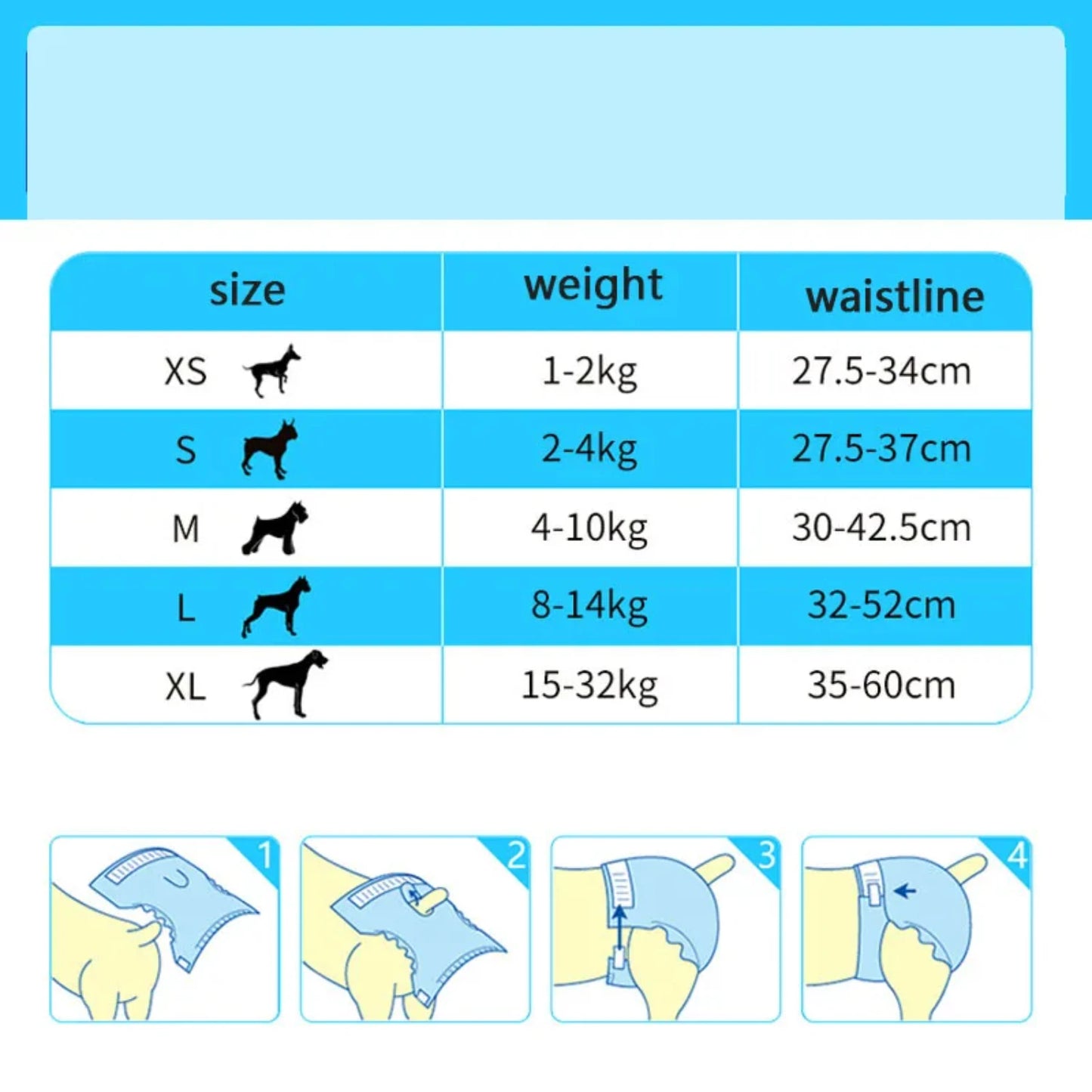 10PCS Disposable Dog Diapers-Super Absorption- Leakproof Pants- Breathable-Sizes XS-XL-Pet Grooming