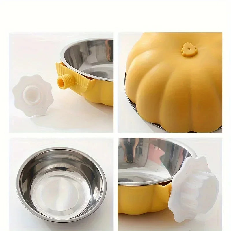 Stainless Steel Pet Bowl: A Suspended Pet Food Bowl That Can Be Moved and Lifted To Feed Food in A Pet Cage