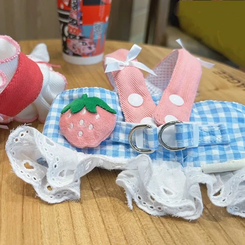 Dog Strawberry Lace Harness Leash Set- Vest Lace Chest Strap-Sizes XS to XL Dogs- Collars/Leashes