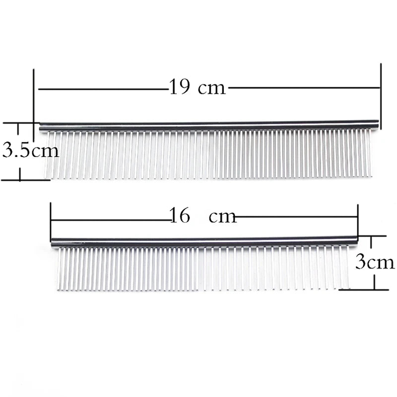 Stainless Steel Dog Comb-Long Thick Hair- Fur Removal-16/19cm- Pet Grooming