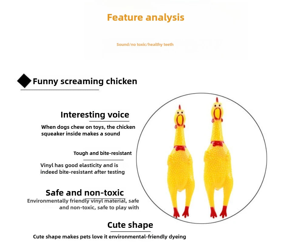 Squeaky Screaming Chicken Pet Toy-Molar Chew- Rubber Toy-Dog Toys