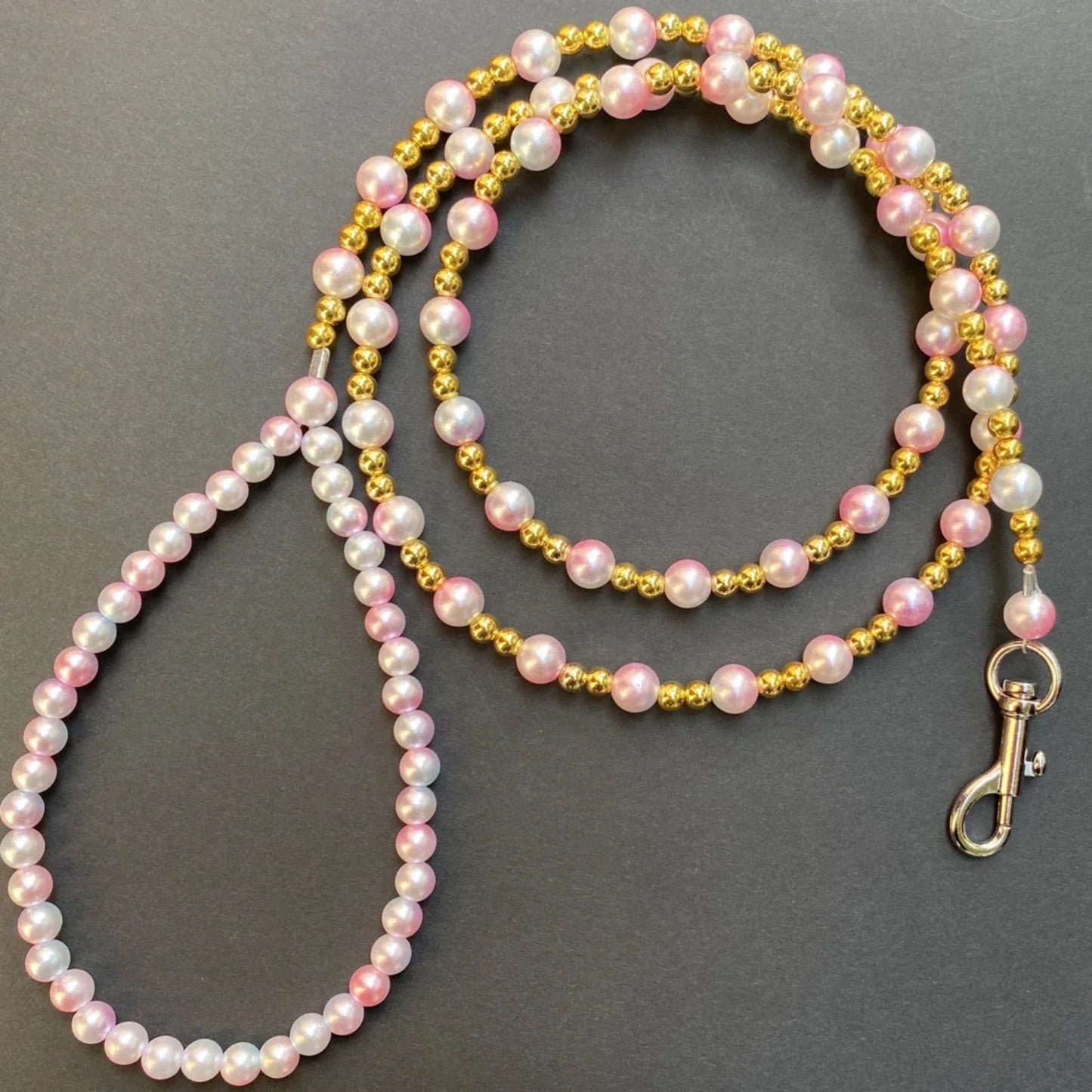 Luxury Elegant Pearls Beads Dog Harness Leash - 8-Wire Rope Chain - Small Dogs