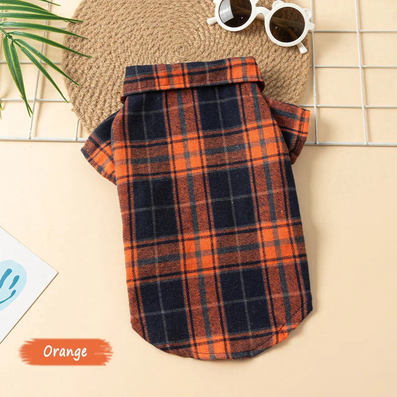 Plaid Pet Polo Shirt - Soft All-Season Holiday Outfit for Small Dogs-8 Colors-Costumes/Apparel