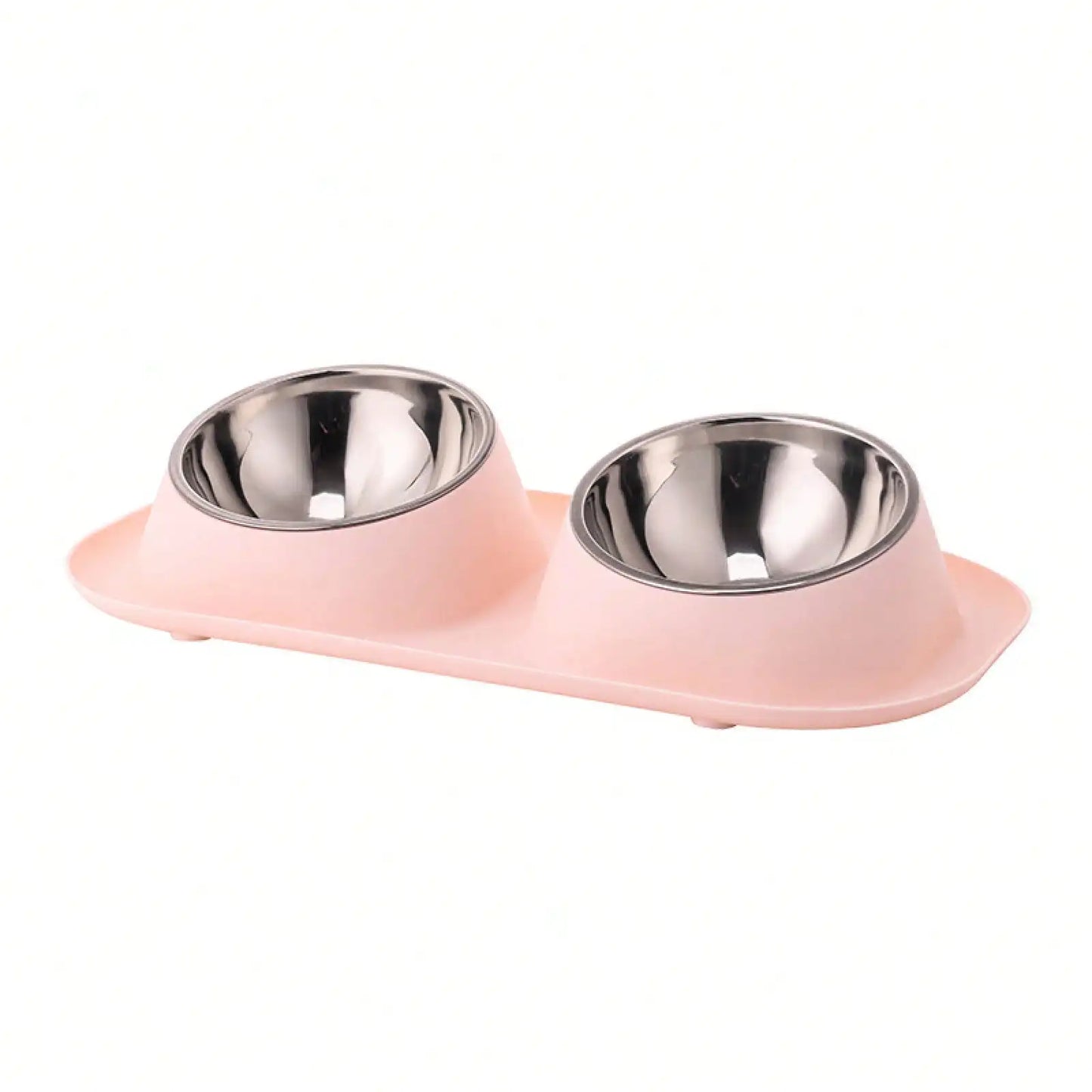 Ceramic Double Dog Bowls With Non-Slip Base – Detachable Stainless Steel- Silicone Food & Water Bowls-Anti-Spill Design- Easy To Clean-Gray-Pet Bowls/Feeding