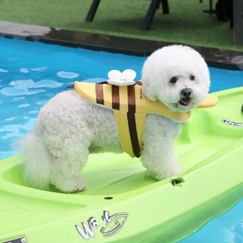 Little Bee Dog Swimsuit- Waterproof-Life Jacket- Breathable-Harness- Swimming Safety-Sizes SML-Costumes/Apparel
