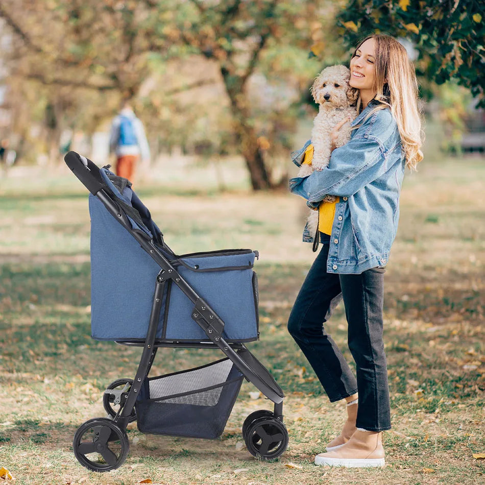 Pet Stroller- Travel Car- Foldable- Storage-3 Wheels 360 Rotation-Pet Strollers