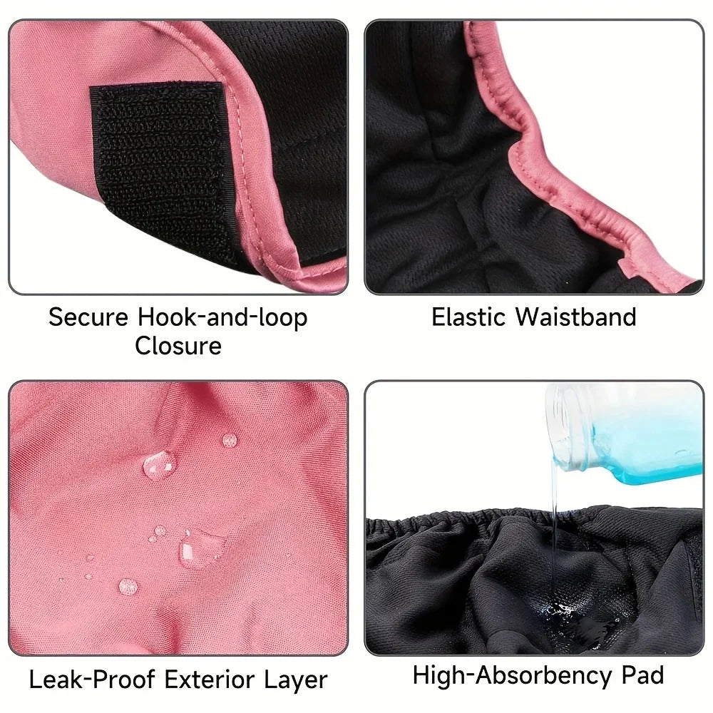 Soft Pet Washable Reusable Dog Period Heat Pants - Highly Absorbent- Adjustable Snaps for Female/Girl Dogs