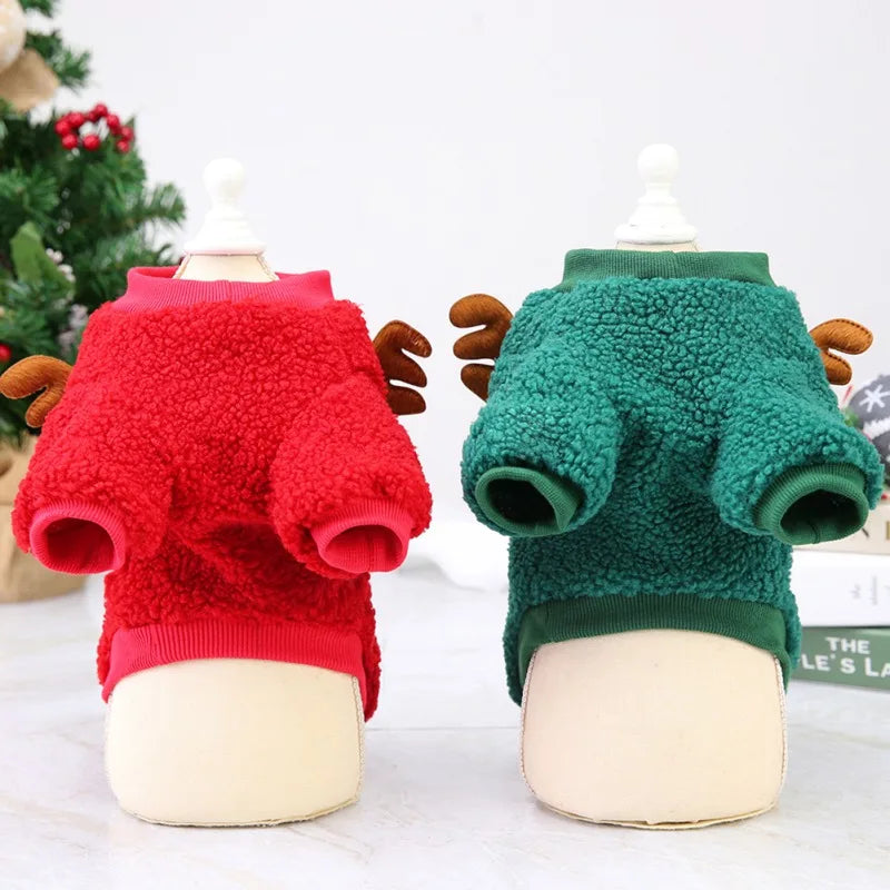 Christmas Pet Clothes- Warm Fleece Dog Sweaters -Winter Coats for Small Dogs Puppy