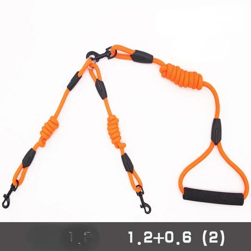 Double Leash Pet - 2 Ways Pet Nylon Dogs Lead -Double Twin Coupler Stuff Black