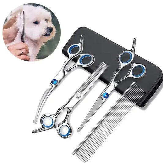 Ambidextrous Pet Safe Scissors- Stainless Steel Dog Grooming Shears with round Head for Precision Trimming-Pet Grooming
