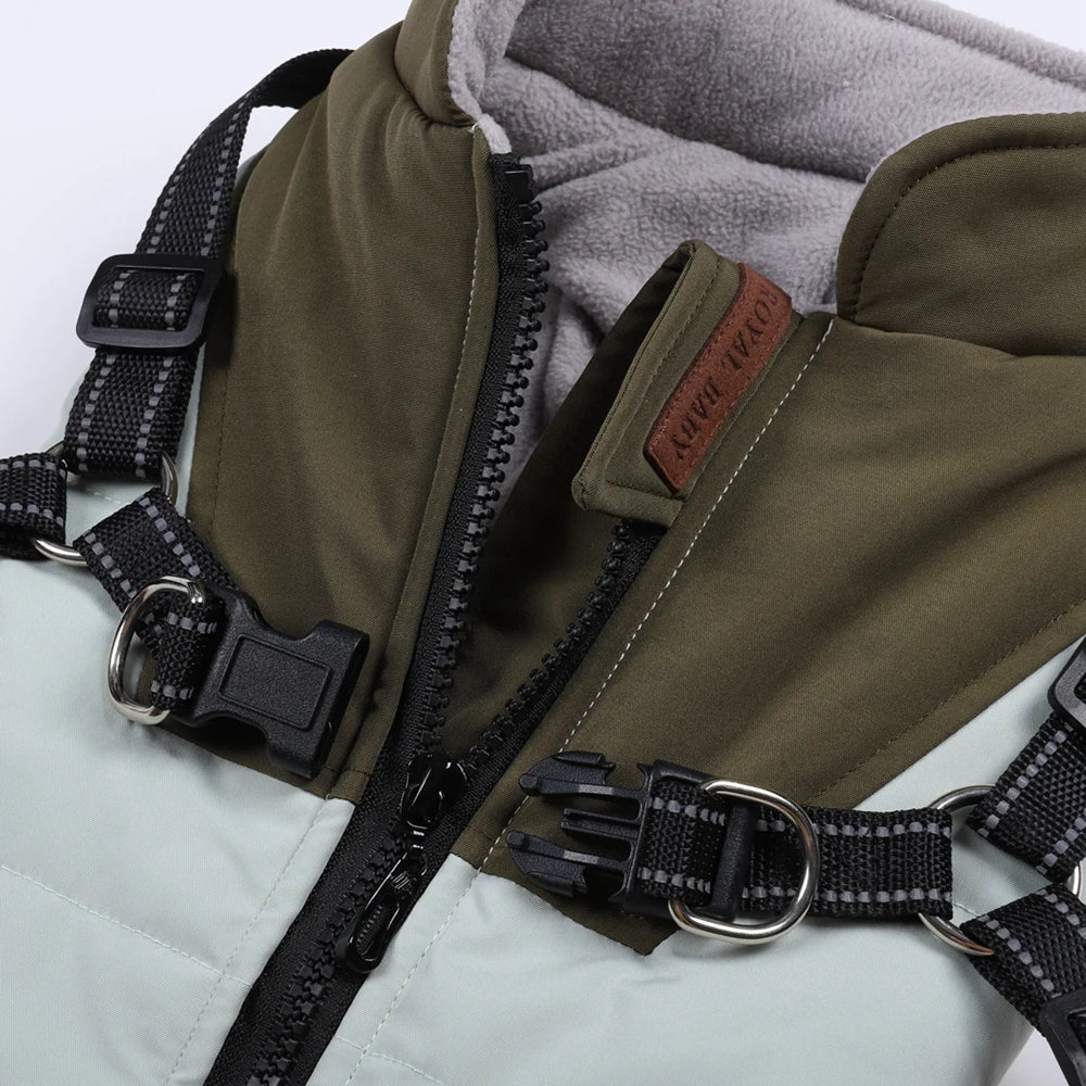 Winter Pet Dog Jacket With Harness Leash- Warm Dog Clothes- Sizes S-2XL-Costumes/Apparel