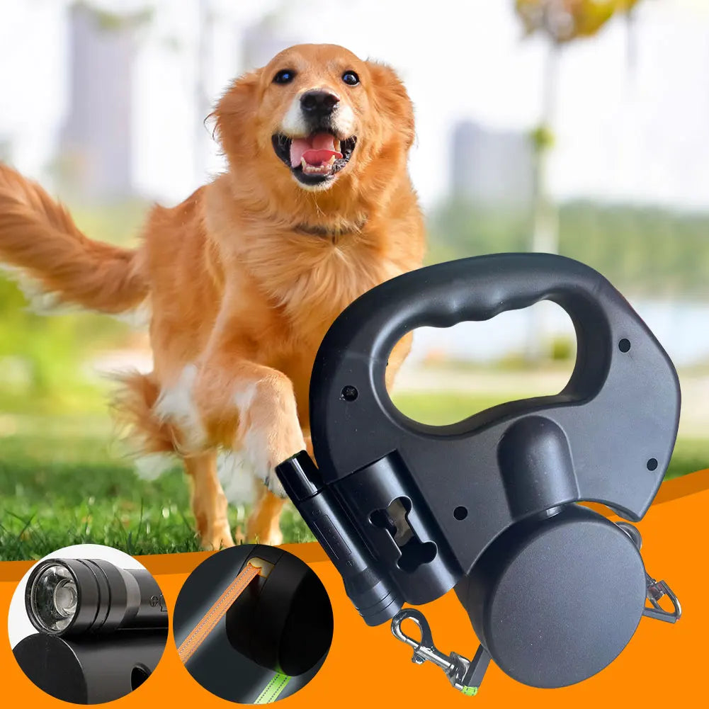 Double Headed Dog Leash Traction Rope with LED Light Dog - Retractable Dog Leash for Small Medium Dogs