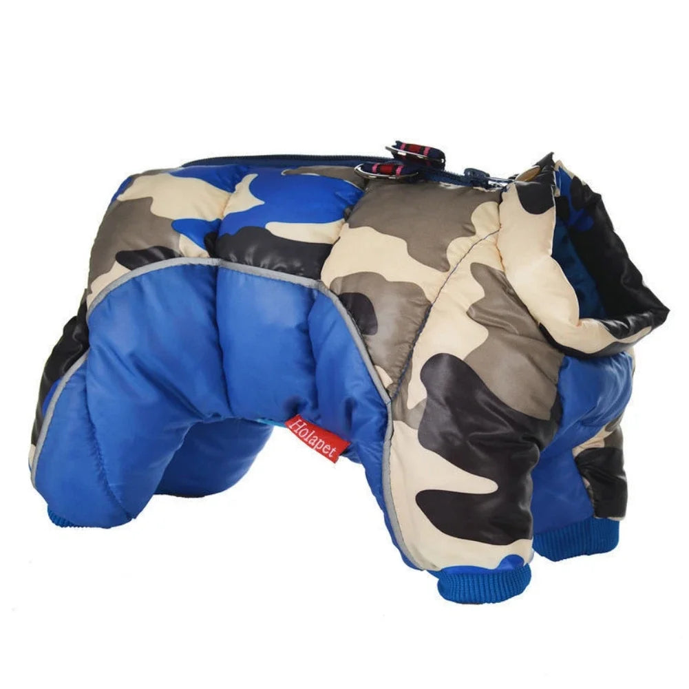 Warm Full Body Fleece  Jacket- Dog Winter 4-Leg Puffer Coat- Reflective -Turtleneck Dog Snow Jacket