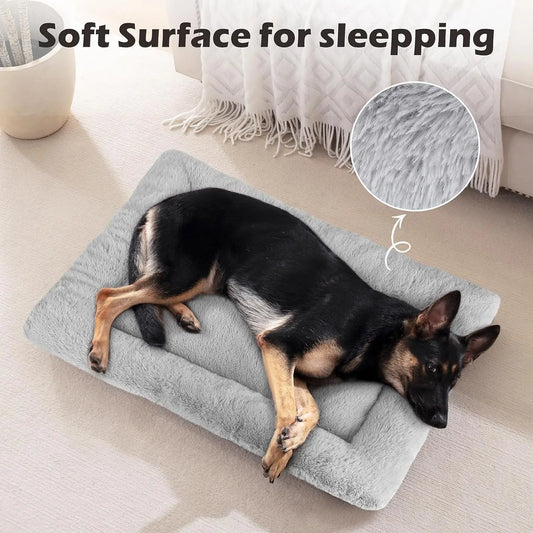 Dog Bed Mat- Soft Crate Pad- Washable Anti-Slip Mattress Pad 23'' X 18''- Grey