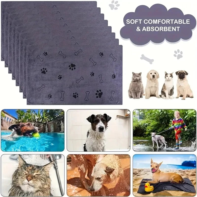 2pcs Soft Microfiber Dog Towels - Quick Drying-Absorbent