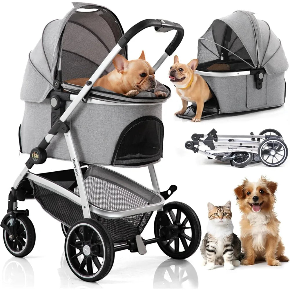 Pet Stroller 3 in 1 Dog Stroller for Small to Medium Size Dogs- Detachable Carrier