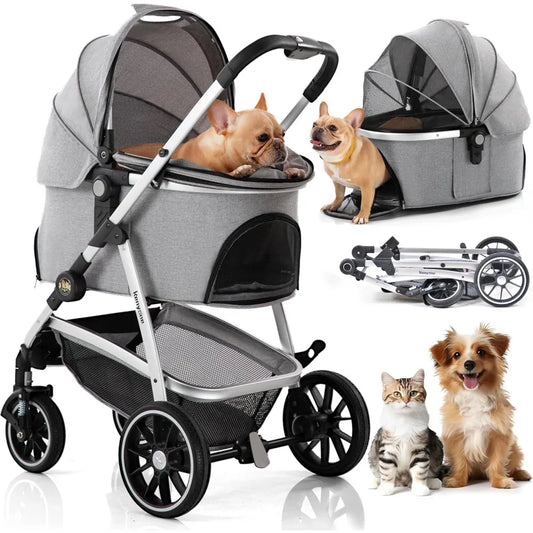 Pet Stroller 3 in 1 Dog Stroller for Small to Medium Size Dogs- Detachable Carrier
