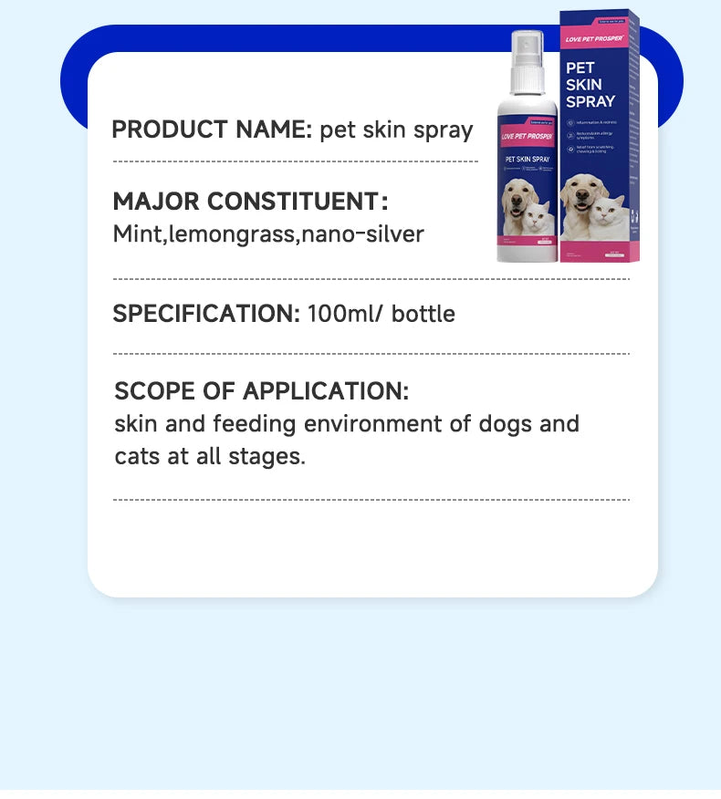 Skin Support Itch Spray to Comfort Dogs -100 mL Dog at Itch Relief Spray-Gentle Plant-Based Skin Support with Mint, Citronella/ Nano Silver for Redness, Scratching/ Licking-Pet Supplements