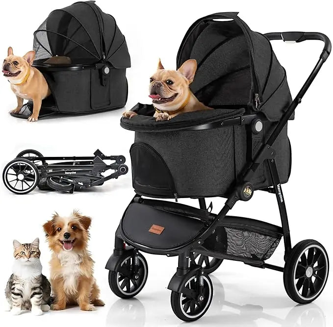 Pet Stroller 3 in 1 Dog Stroller for Small to Medium Size Dogs- Detachable Carrier