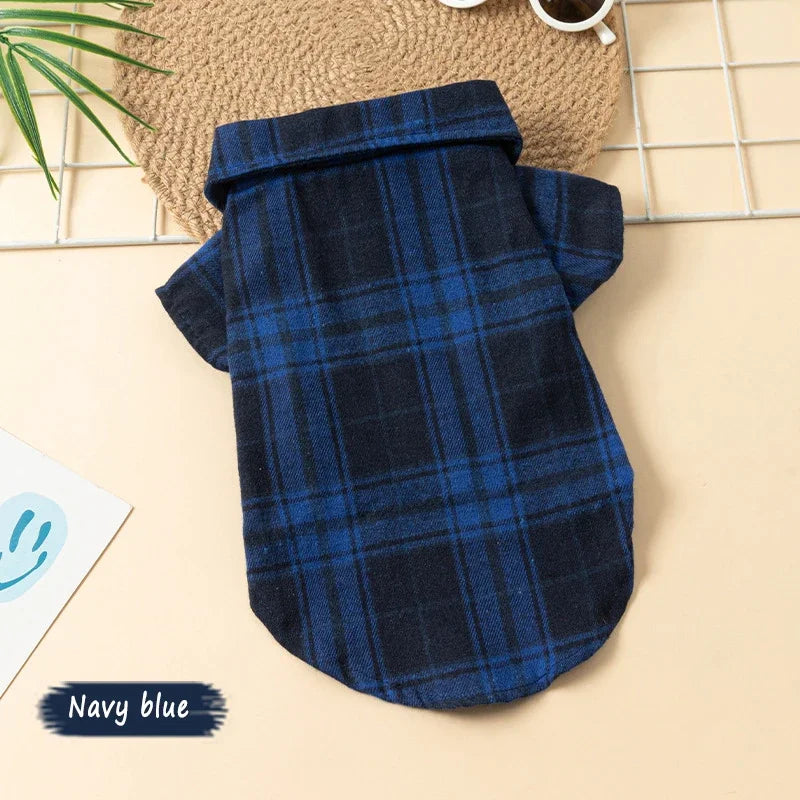 Plaid Pet Polo Shirt - Soft All-Season Holiday Outfit for Small Dogs-8 Colors-Costumes/Apparel