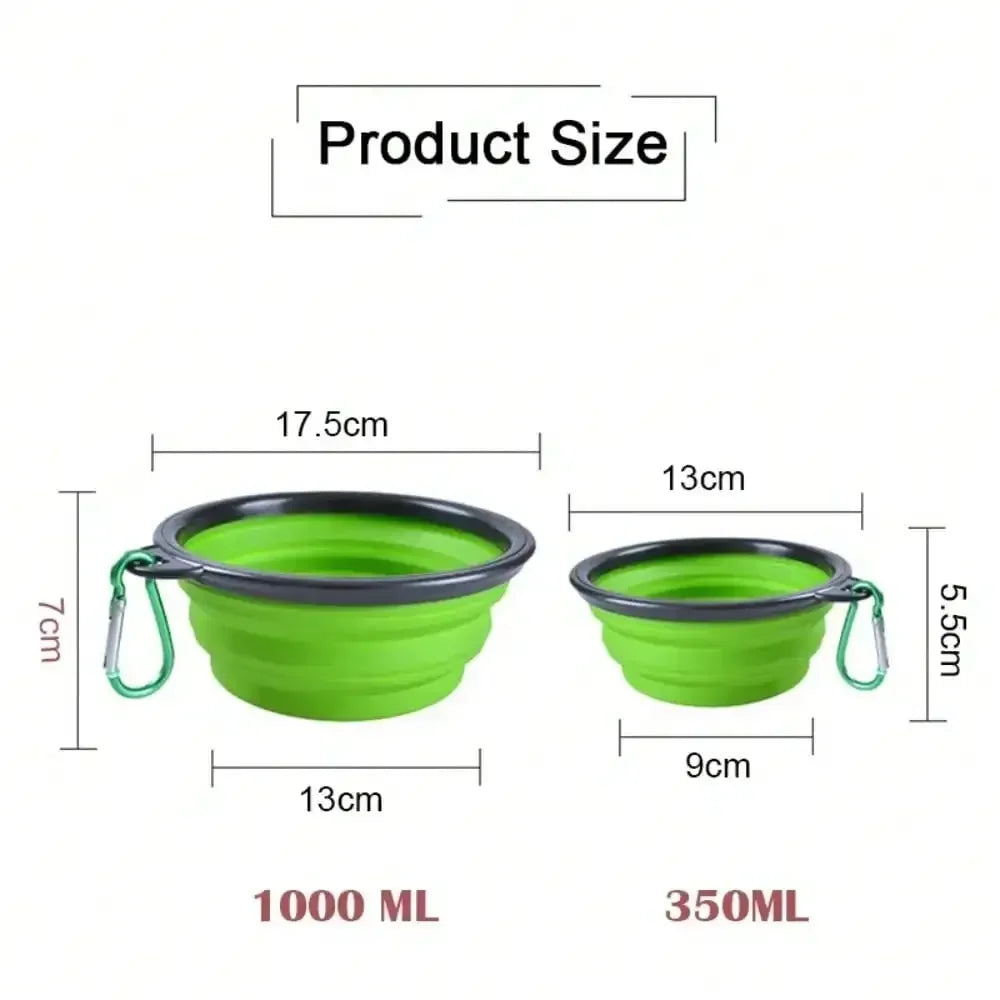 Folding Portable Silicone Dog Feeder Bowls- 2 In 1 Dispenser- Outdoor Travel- Food/Water Container-Pet Bowls/Feeding