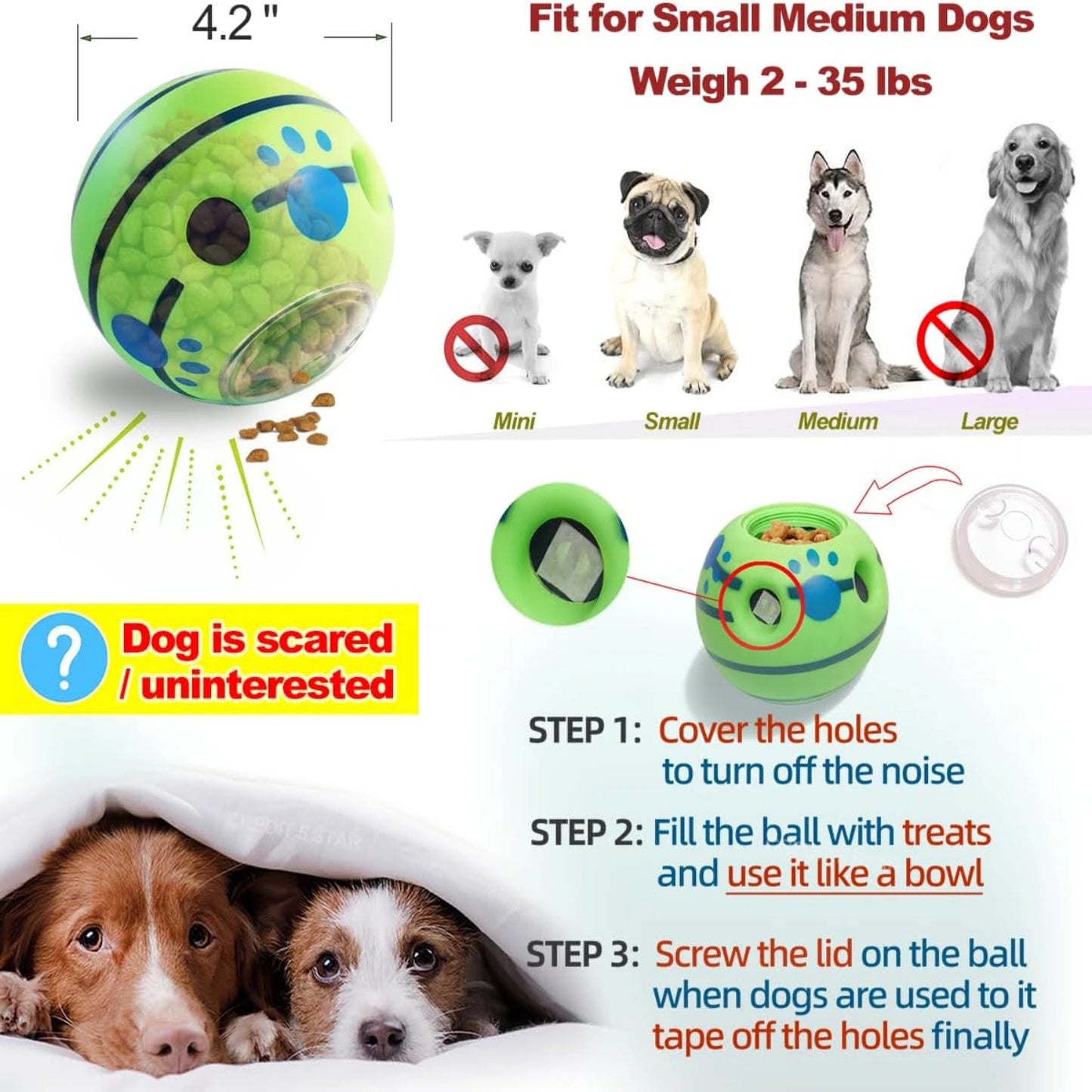Durable, Interactive, and Fun 2-Pack Giggle Treat Balls for Small to Medium Breed Dogs - Entertaining Puppy Chew