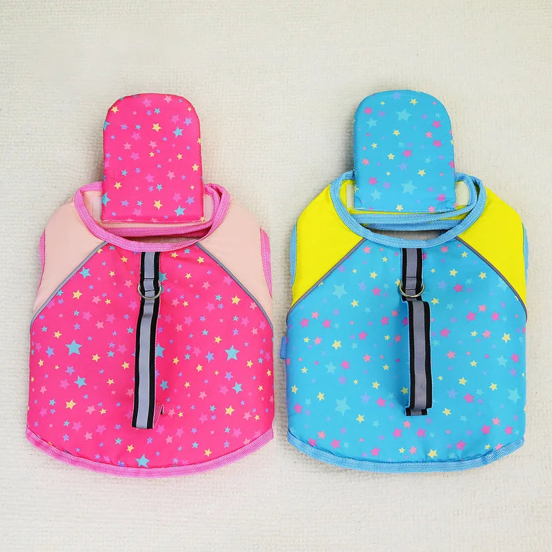 Summer Life Vest with Handle- Buoyancy Clothes-with  Head Rest- Reflective-Adjustable-Sizes XS-XXL-Pet Accessories