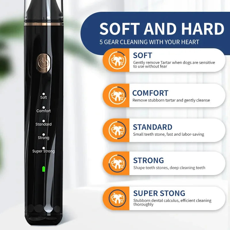 Ultrasonic Portable Electric Dog Toothbrush- Professional Plaque Calculus Removal- Teeth Whitening for Pet Dental Care-Pet Grooming