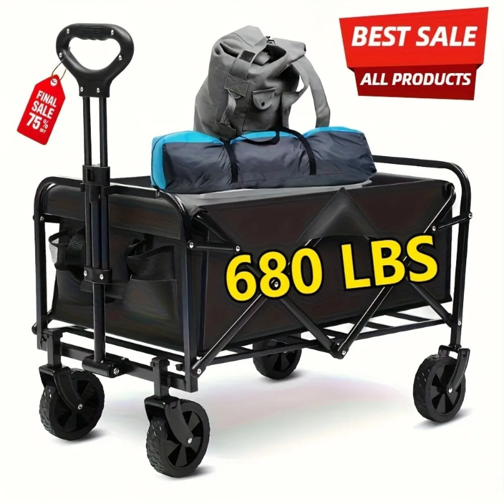 Capacity Heavy-Duty- All-Terrain Folding Cart - Stainless Steel Frame and Foldable -Multi-Purpose Wagon-Pet Accessories