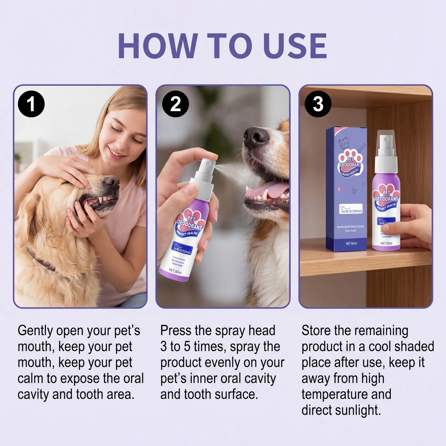 Pet Deodorant Breath Spray-1pc Pet Bad Breath Eliminating Spray-Natural Ingredients Like Menthol Coconut Extract- Decompose Tooth Dirt Freshen Breath- Easy To Use-Pet Grooming
