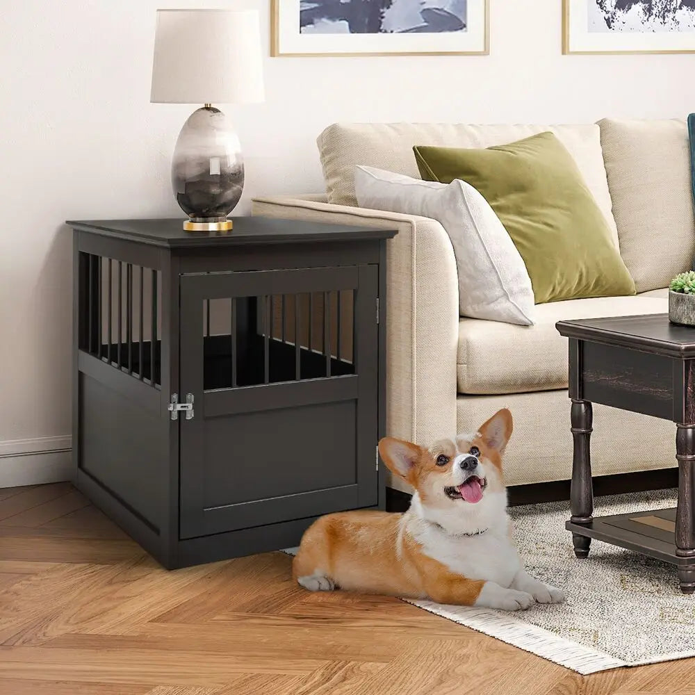 Wooden Dog Crate Kennel- Bed Night Stand- End Table- Wood Furniture Brown New