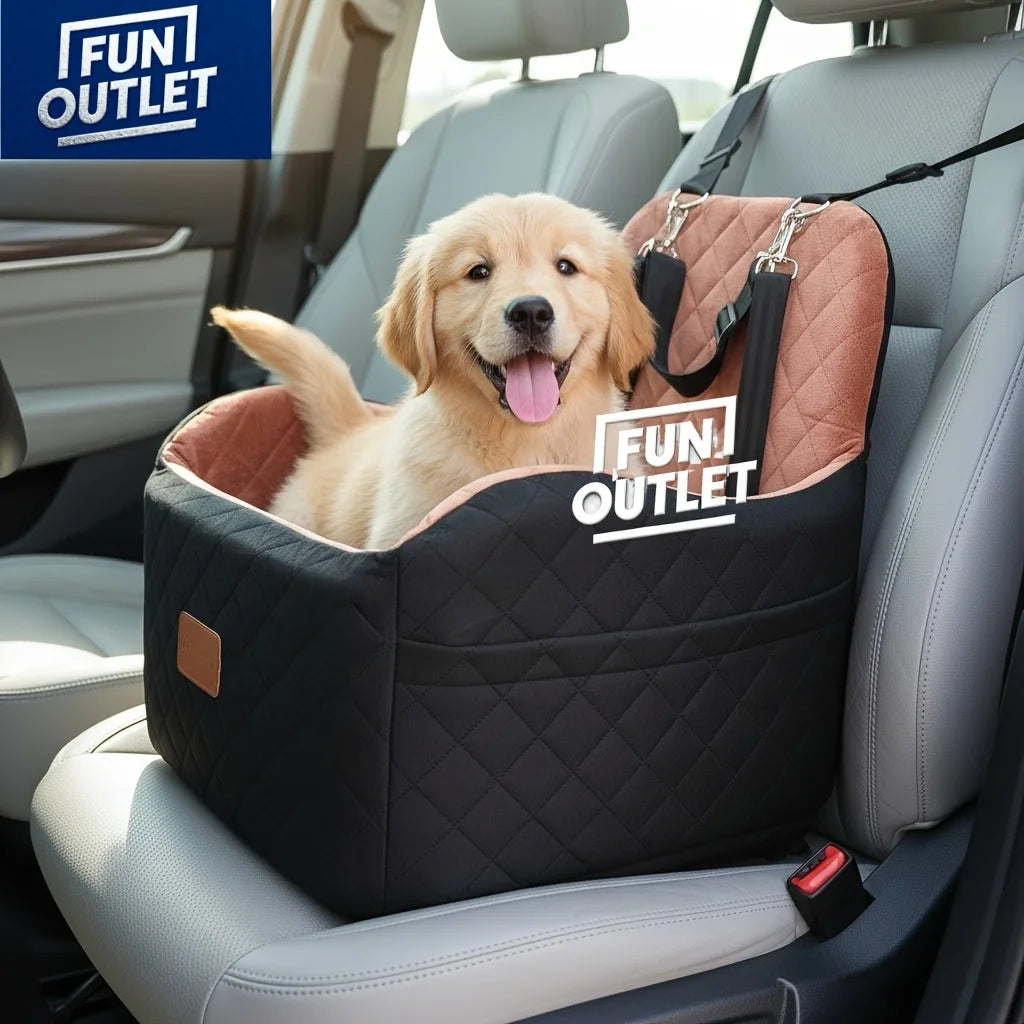 Dog Booster Car Seat- for S/M Dogs Up to 35lbs-Soft 6 in Elevated Cushion- Fits In Front/Back Seat- Fully Detachable/ Washable- 2 Storage Pockets/3 Straps-Easy to Install-Pet Car Seats
