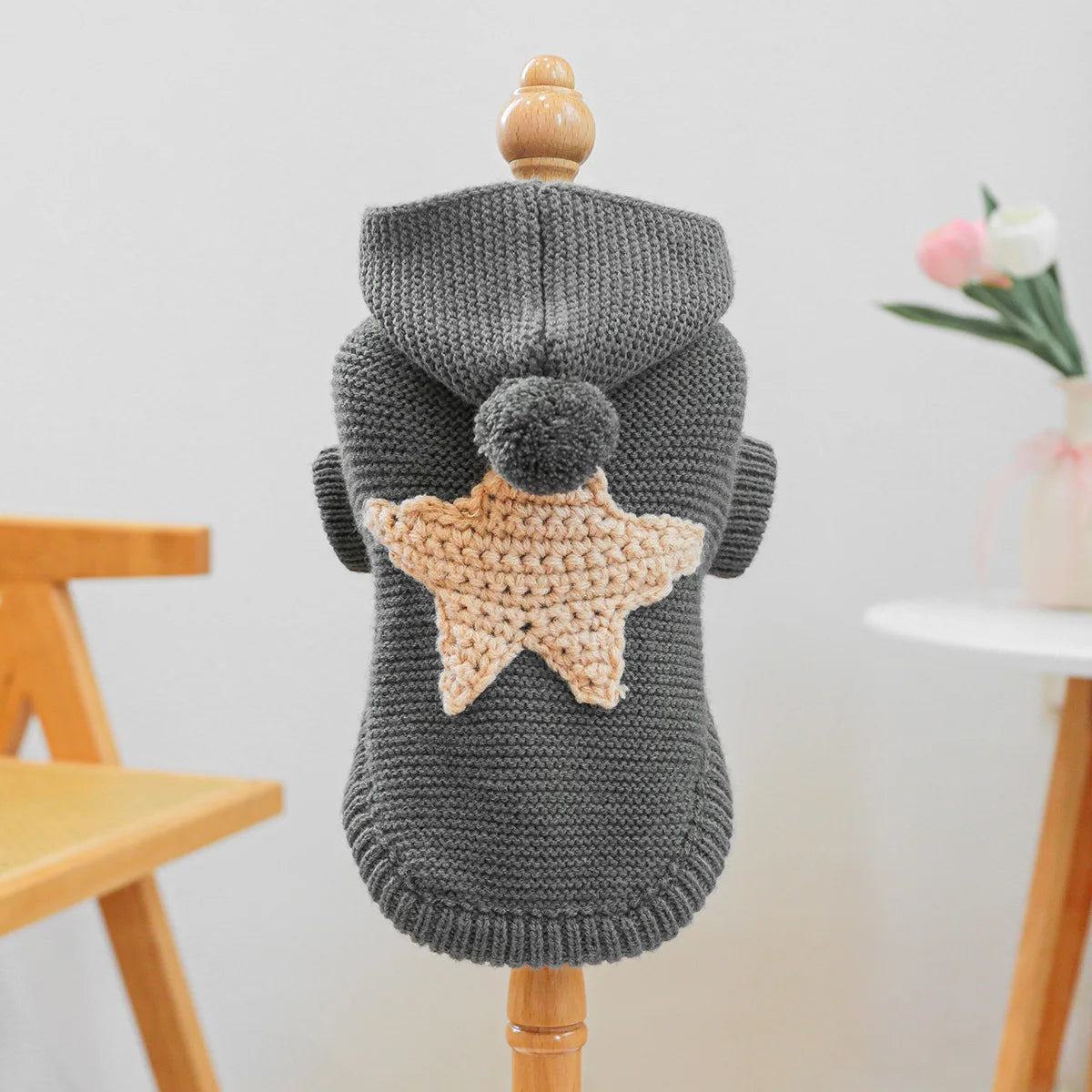 Dog 1PC Nordic Starfish Sweater - Dark Gray Pet Clothes - Hooded Sweater Autumn Pullover