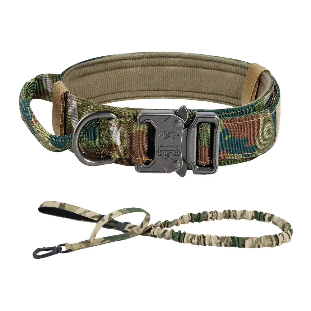 Dog Training Collar- Adjustable Tactical Dog Collar/ Leash Set- Control Handle-Lead Collar For M to XL Dogs-Collars/Leashes