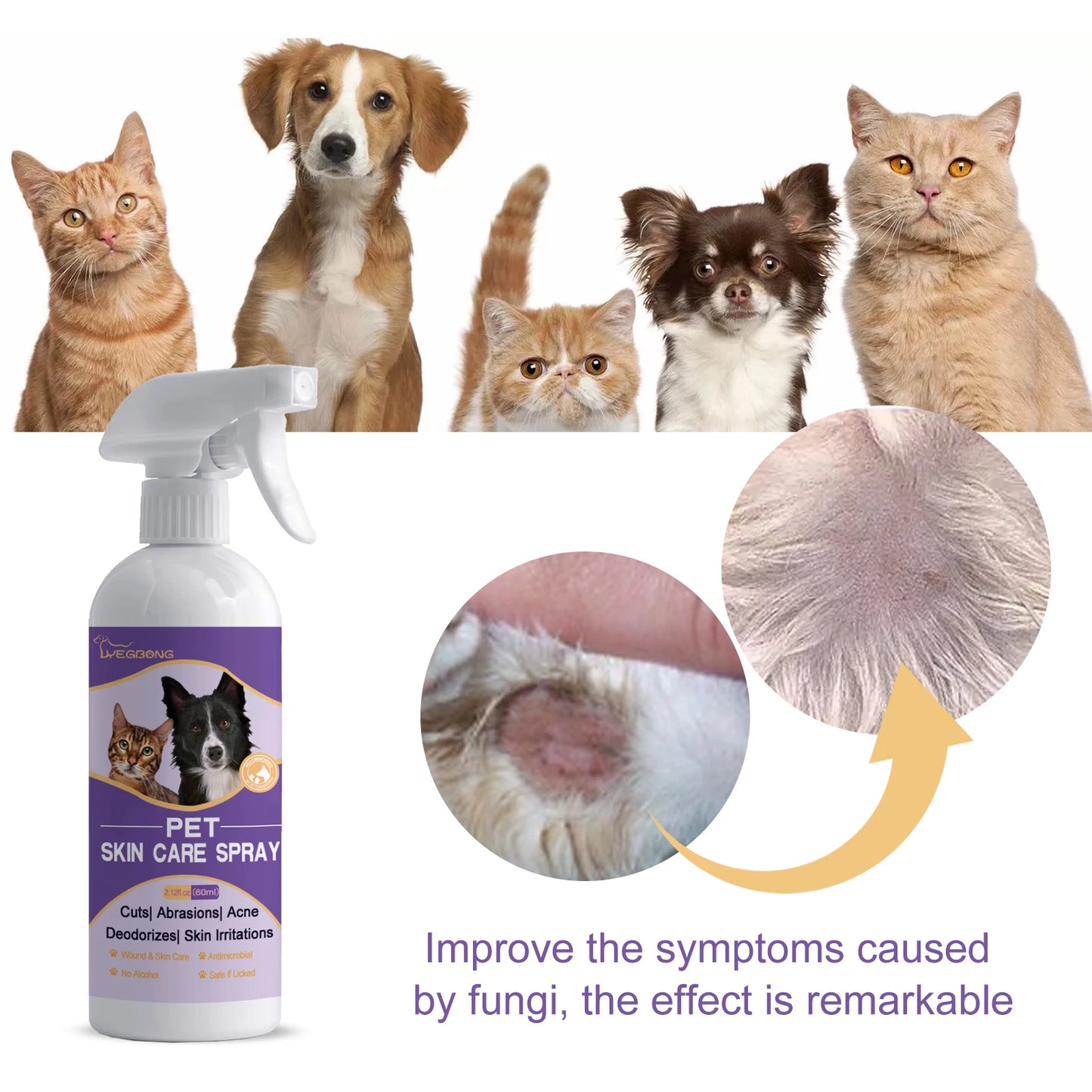 1-4PCS Pet Soothing Skin Spray for Dogs/ Cats- Relieves Itching- Removes Mites- Cleans and Protects Coat Daily Care for Pets